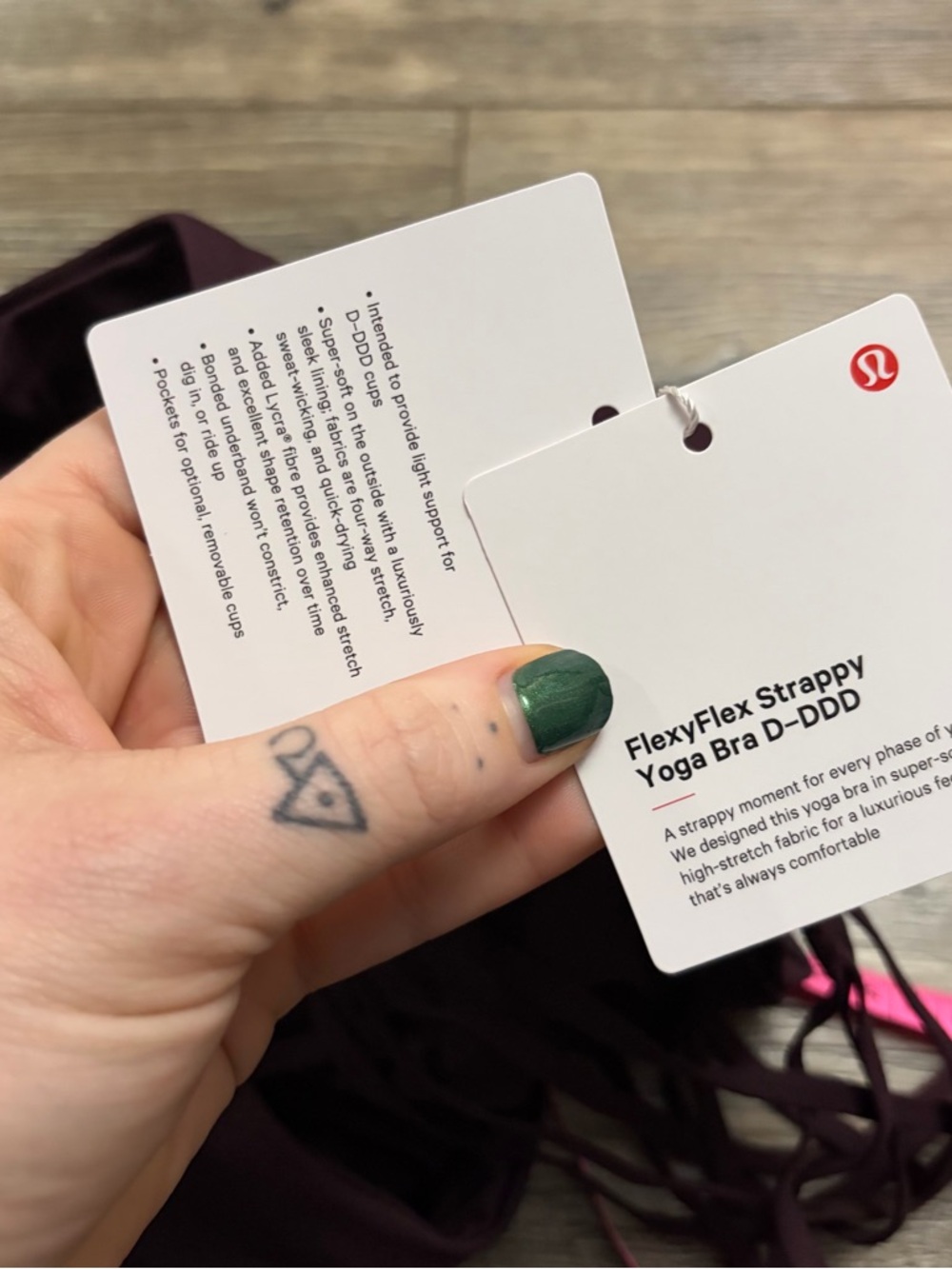 NWT Lululemon FlexyFlex Yoga Bra *Light Support, D-DDD Cups Black Plum Size L/XL - Picture 4 of 7